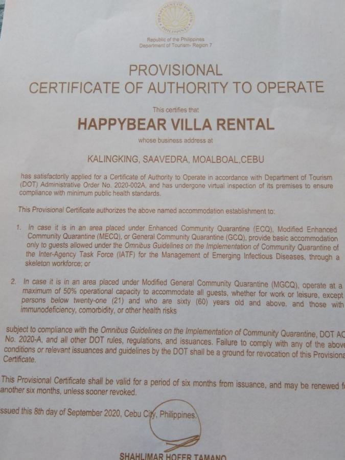 Happy Bear Moalboal Budget Rooms Kültér fotó